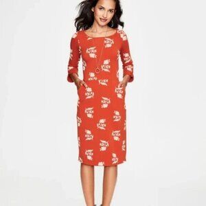 Boden Red Floral Midi Dress